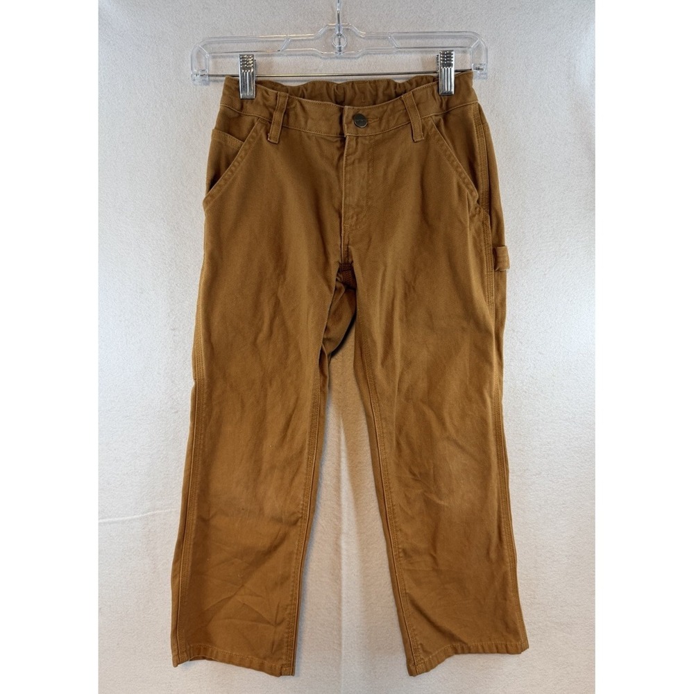 Carhartt Boys Carpenter Pants Brown Cotton Canvas BN8311-B Size 7, Adj Waist - Picture 3 of 9